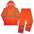 Glowear By Ergodyne Lightweight HV Rain Suit, Orange, Size M 8376K